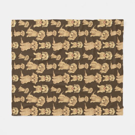 Dog Pattern Brown labradoodle goldendoodle Fleecedecke (Vorderseite (Horizontal))