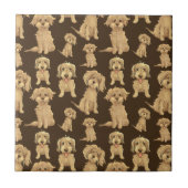 Dog Pattern Brown labradoodle goldendoodle Fliese (Vorderseite)
