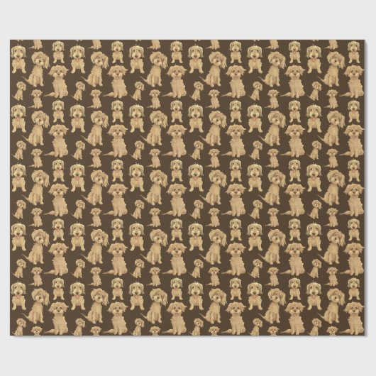 Dog Pattern Brown labradoodle goldendoodle Geschenkpapier (Flach)
