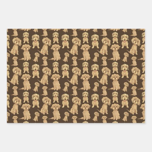 Dog Pattern Brown labradoodle goldendoodle Geschenkpapier Set (Vorderseite 2)