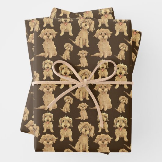 Dog Pattern Brown labradoodle goldendoodle Geschenkpapier Set (Beispiel)