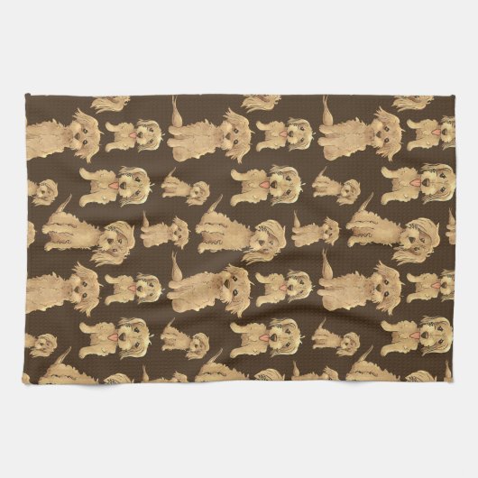Dog Pattern Brown labradoodle goldendoodle Geschirrtuch (Horizontal)