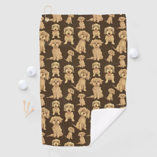 Dog Pattern Brown labradoodle goldendoodle Golfhandtuch (Insitu)