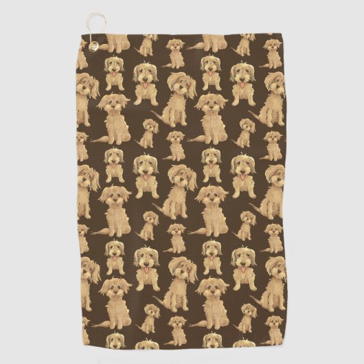 Dog Pattern Brown labradoodle goldendoodle Golfhandtuch (Vorderseite)