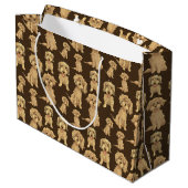 Dog Pattern Brown labradoodle goldendoodle Große Geschenktüte (Rückseite Schrägansicht)