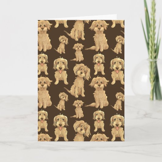 Dog Pattern Brown labradoodle goldendoodle Karte (Vorderseite)