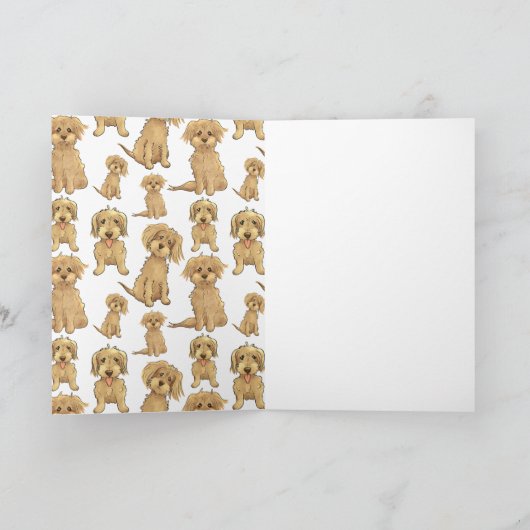 Dog Pattern Brown labradoodle goldendoodle Karte (Innenseite)