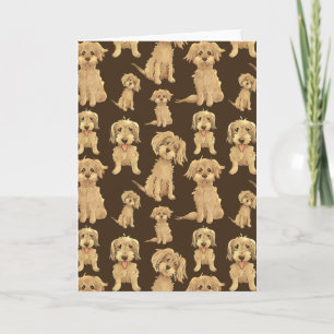 Dog Pattern Brown labradoodle goldendoodle Karte