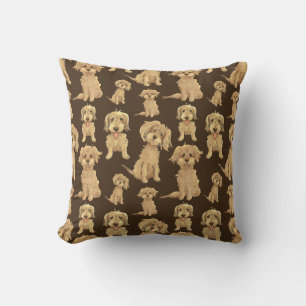 Dog Pattern Brown labradoodle goldendoodle Kissen