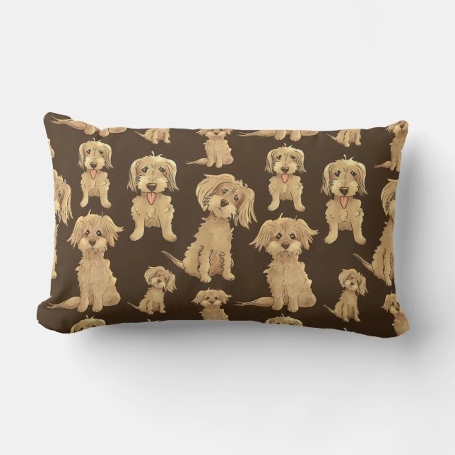 Dog Pattern Brown labradoodle goldendoodle Lendenkissen (Vorderseite)