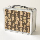 Dog Pattern Brown labradoodle goldendoodle Metall Brotdose (Rückseite)