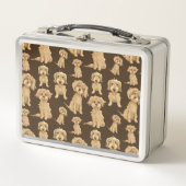 Dog Pattern Brown labradoodle goldendoodle Metall Brotdose (Vorderseite)