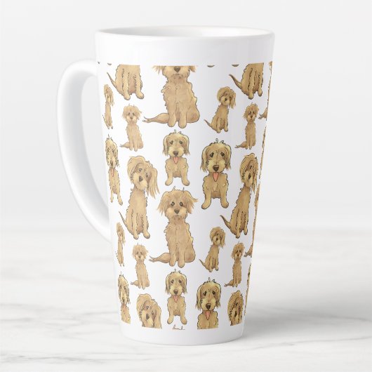 Dog Pattern Brown labradoodle goldendoodle Milchtasse (Linke Ecke)