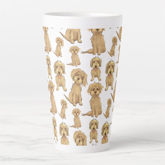 Dog Pattern Brown labradoodle goldendoodle Milchtasse (Vorderseite)