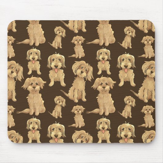 Dog Pattern Brown labradoodle goldendoodle Mousepad (Vorne)