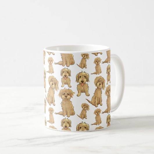 Dog Pattern Brown labradoodle goldendoodle Niedlic Kaffeetasse (VorderseiteRechts)