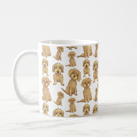 Dog Pattern Brown labradoodle goldendoodle Niedlic Kaffeetasse (Links)