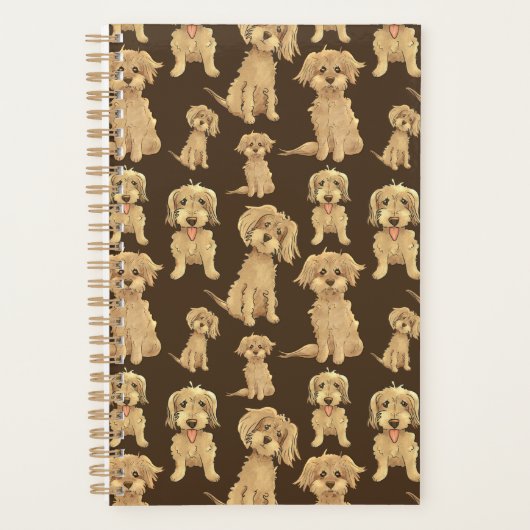Dog Pattern Brown labradoodle goldendoodle Niedlic Planer (Vorderseite)