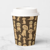 Dog Pattern Brown labradoodle goldendoodle Pappbecher (Rückseite)