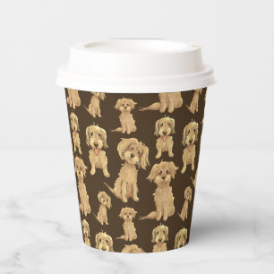 Dog Pattern Brown labradoodle goldendoodle Pappbecher