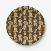 Dog Pattern Brown labradoodle goldendoodle Pappteller (Vorderseite)
