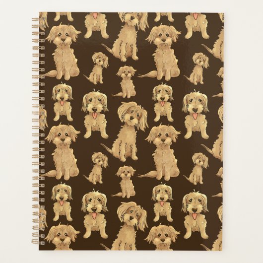 Dog Pattern Brown labradoodle goldendoodle Planer (Vorderseite)