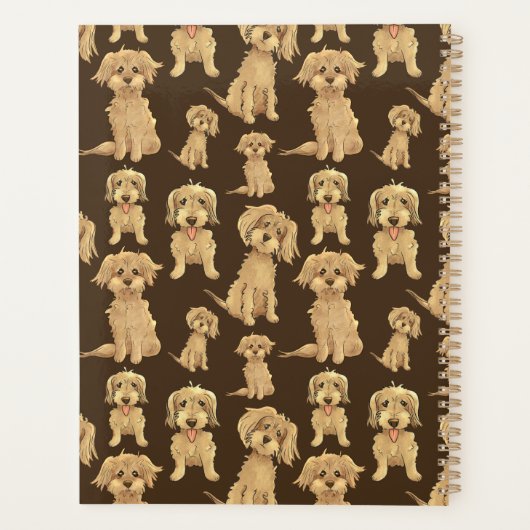 Dog Pattern Brown labradoodle goldendoodle Planer (Rückseite)