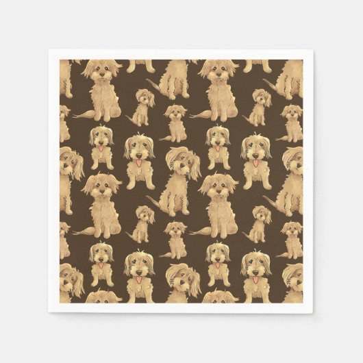 Dog Pattern Brown labradoodle goldendoodle Serviette (Vorderseite)