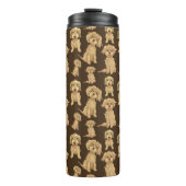 Dog Pattern Brown labradoodle goldendoodle Thermosbecher (Vorderseite)