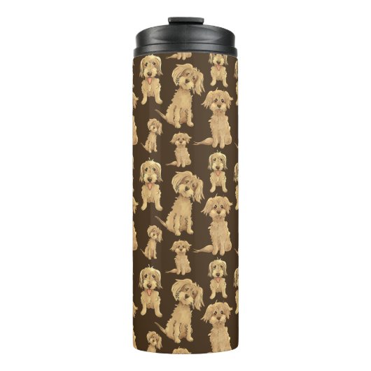 Dog Pattern Brown labradoodle goldendoodle Thermosbecher (Vorderseite)