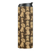 Dog Pattern Brown labradoodle goldendoodle Thermosbecher (Nach links gedreht)