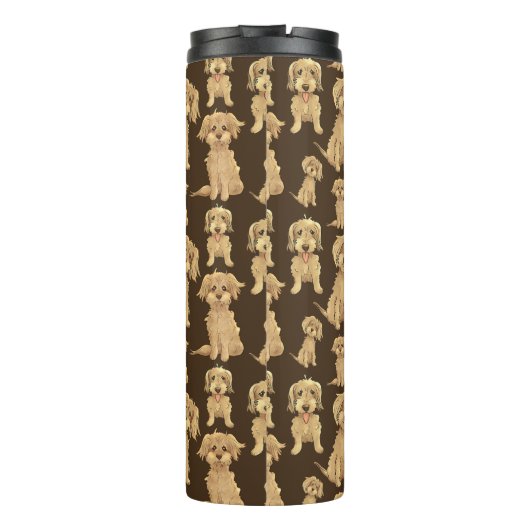 Dog Pattern Brown labradoodle goldendoodle Thermosbecher (Rückseite)