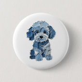 Dog Pattern Denim Patchwork Art Button (Vorderseite)