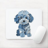 Dog Pattern Denim Patchwork Art Mousepad (Mit Mouse)