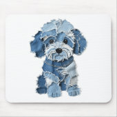 Dog Pattern Denim Patchwork Art Mousepad (Vorne)