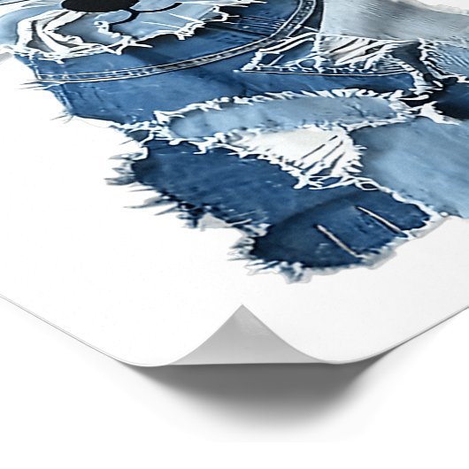 Dog Pattern Denim Patchwork Art Poster (Ecke)