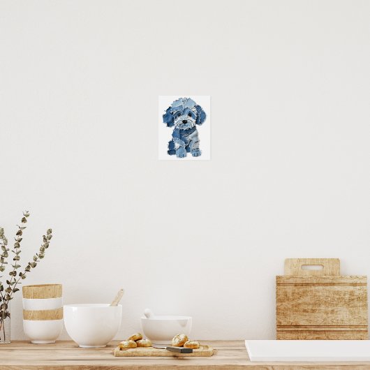 Dog Pattern Denim Patchwork Art Poster (Küche)
