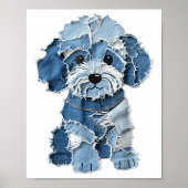 Dog Pattern Denim Patchwork Art Poster (Vorne)