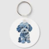 Dog Pattern Denim Patchwork Art Schlüsselanhänger (Vorderseite)