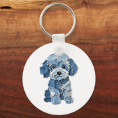 Dog Pattern Denim Patchwork Art Schlüsselanhänger (Vorderseite)
