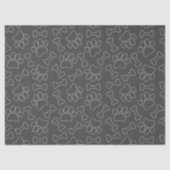 Dog Paw And Bones Drawing Pattern Custom Dark Gray Seidenpapier (Vorderseite)