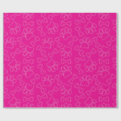 Dog Paw And Bones Drawing Pattern Custom Hot Pink Geschenkpapier (Flach)