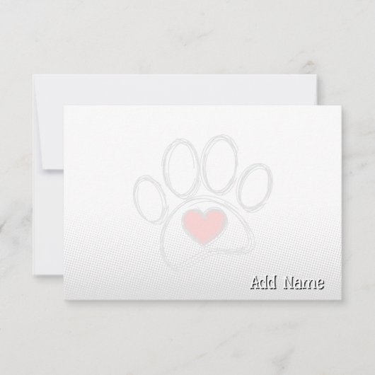 Dog Paw and Heart Blank All Occasion Custom Name Mitteilungskarte (Vorderseite)