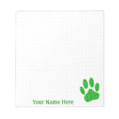 Dog Paw aus grünen Folien Print Custom Dot Grid Notizblock (Vorderseite)