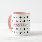 Dog Paw Blush Pink Bow Benutzerdefiniertes Foto un Tasse (Vorderseite Links)