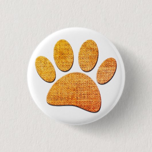 Dog Paw Burlap Age Print Button (Vorderseite)
