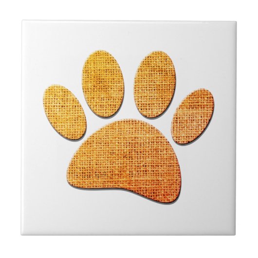 Dog Paw Burlap Age Print Fliese (Vorderseite)