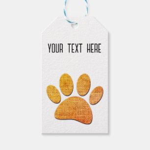 Dog Paw Burlap Age Print Geschenkanhänger
