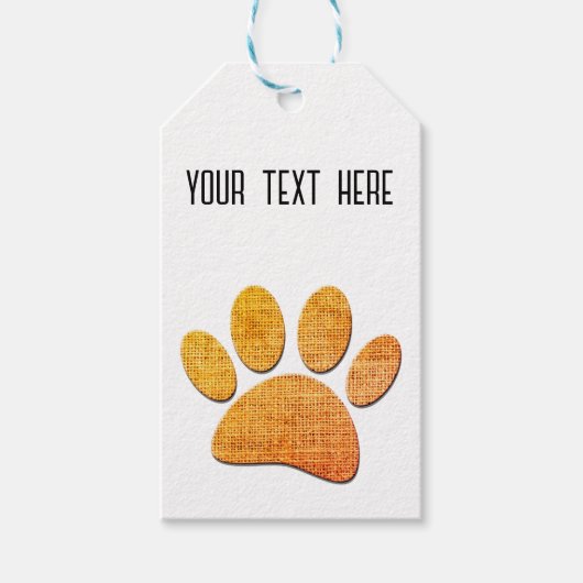 Dog Paw Burlap Age Print Geschenkanhänger (Vorderseite)