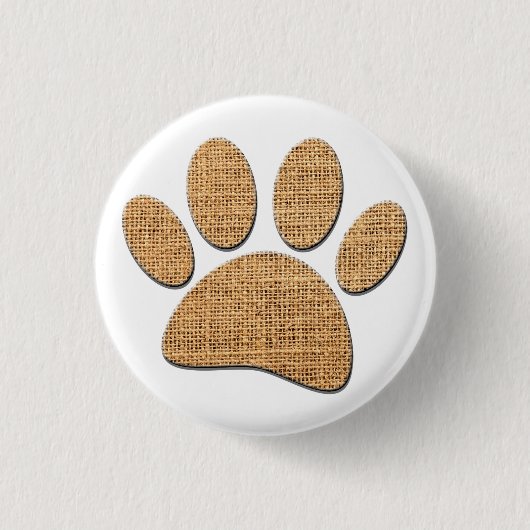 Dog Paw Burlap Print Button (Vorderseite)